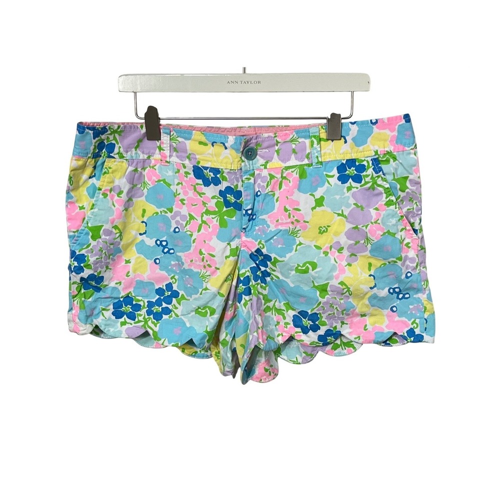 Lilly Pulitzer Buttercup Short Women 14 Floral Scallop Hem 100% Cotton